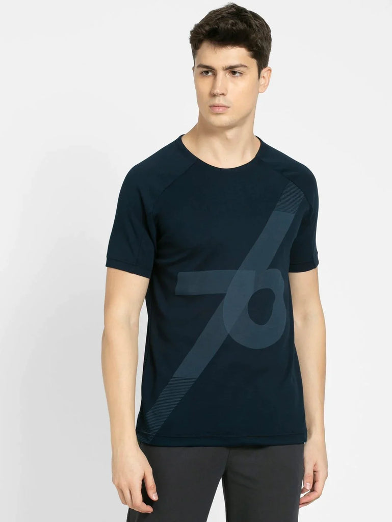 Navy JOCKEY Men's Round Neck Half Sleeve T-Shirt