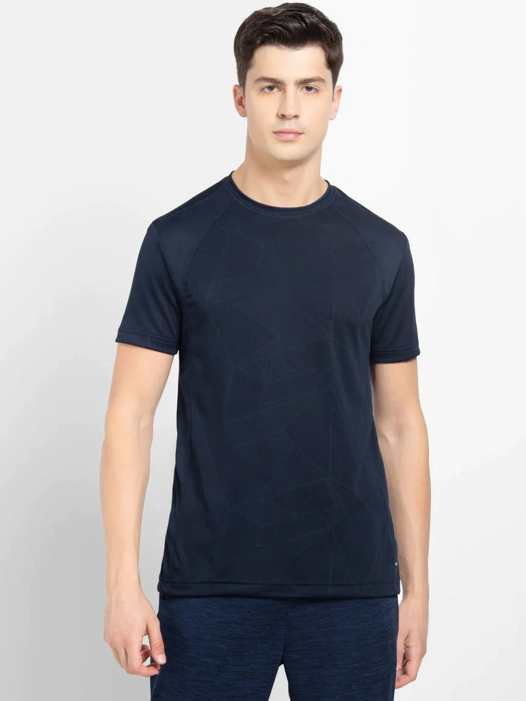 Navy JOCKEY Men's Round Neck Half Sleeve T-Shirt