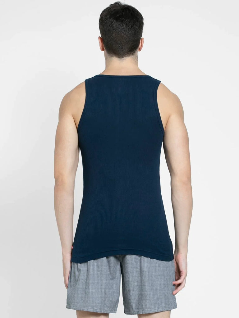 Navy JOCKEY Deep Round Neck Sleeveless Vest  for men