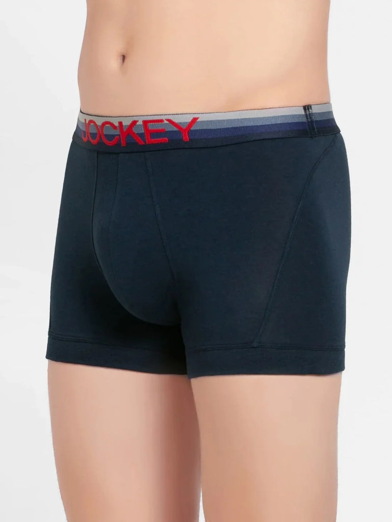 Navy Jockey Elastane Stretch Solid Trunk Underwear For Men