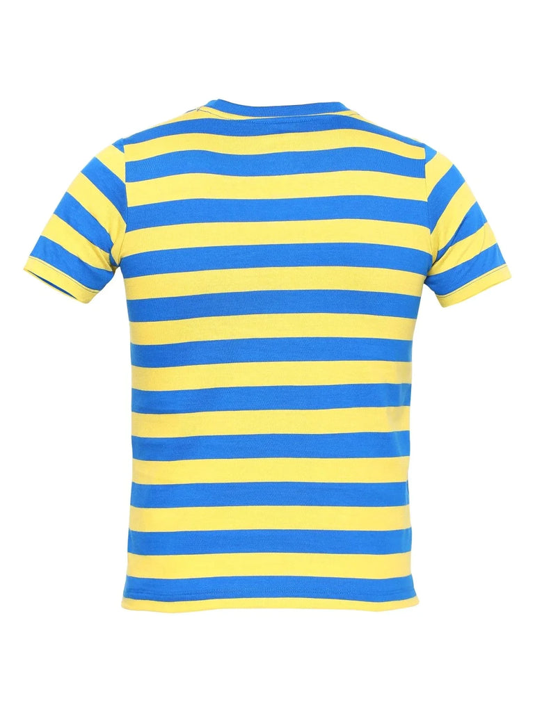 Neon Blue & Maize JOCKEY Boy's Striped Half Sleeve T-Shirt