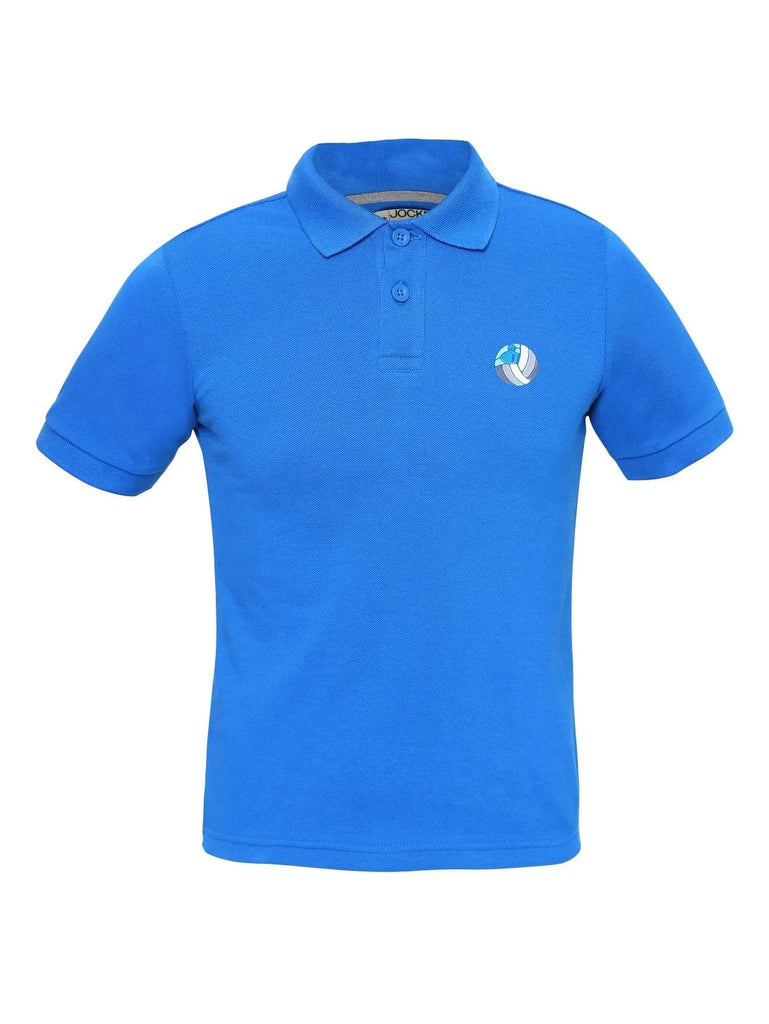 Neon Blue JOCKEY Boy's Graphic Printed Half Sleeve Polo T-Shirt