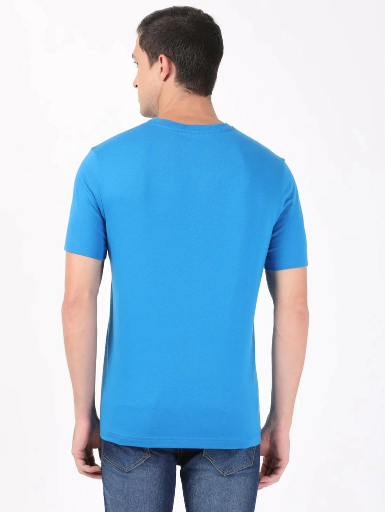 Neon Blue JOCKEY Men's Printed Round Neck Half Sleeve T-Shirt