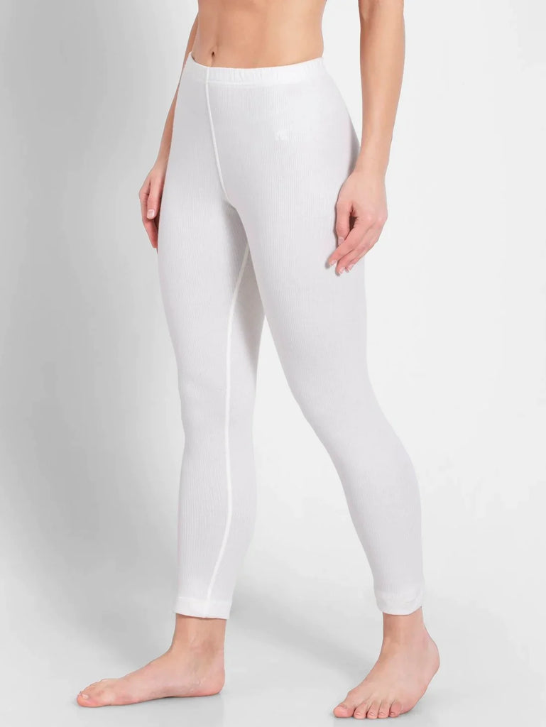 Off White Women's Super Combed Cotton Rich Thermal Leggings with Stay Warm Technology