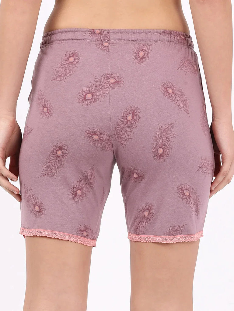 Old Rose JOCKEY Women's Micro Modal Cotton Relaxed Fit Printed Shorts