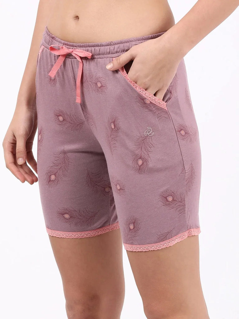 Old Rose JOCKEY Women's Micro Modal Cotton Relaxed Fit Printed Shorts