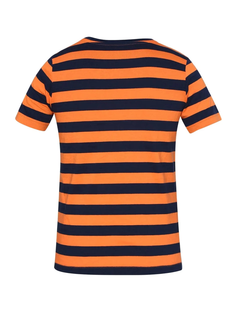 Orange & Navy JOCKEY Boy's Striped Half Sleeve T-Shirt