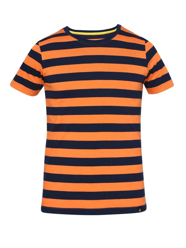 Orange & Navy JOCKEY Boy's Striped Half Sleeve T-Shirt