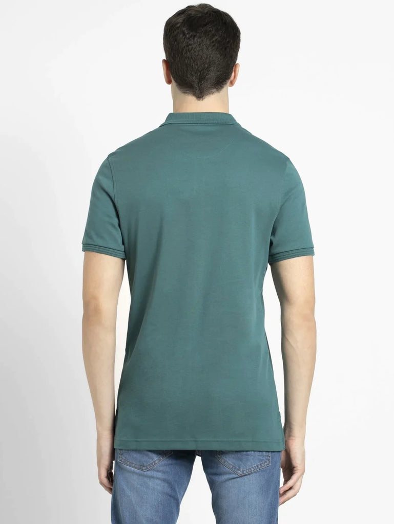 Pacific Green JOCKEY Men's Solid Half Sleeve Polo T-Shirt