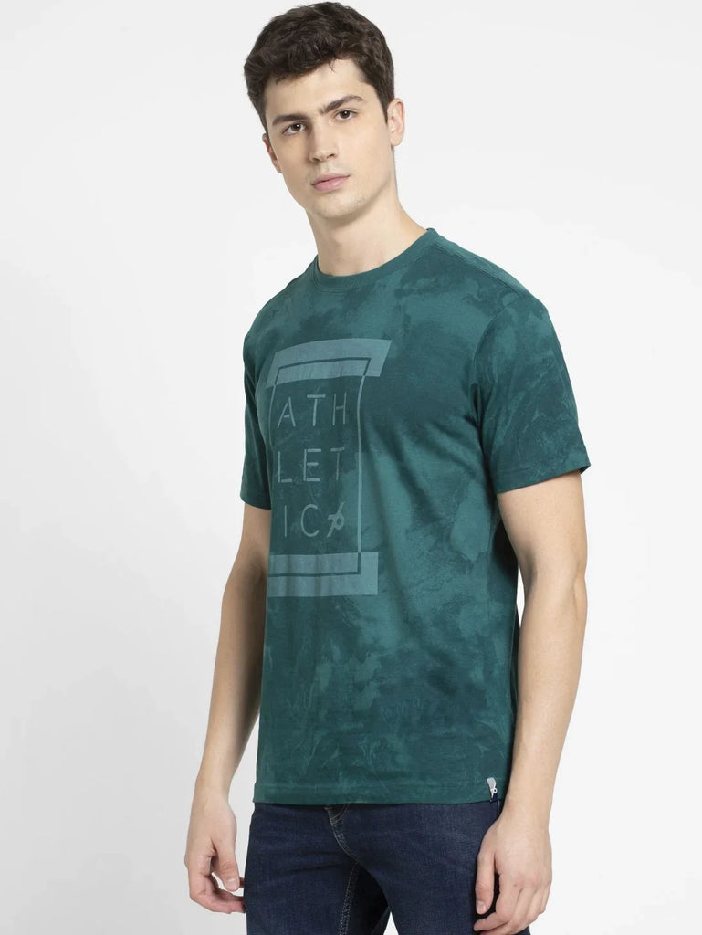 Pacific Green JOCKEY Men's Printed Round Neck Half Sleeve T-Shirt