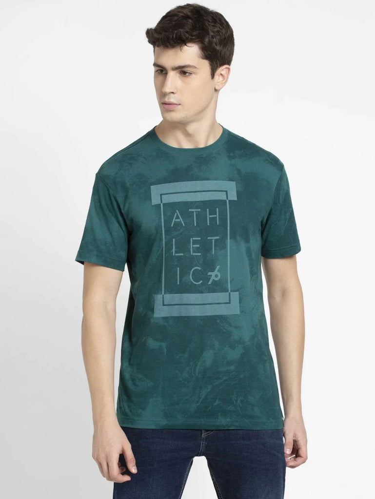 Pacific Green JOCKEY Men's Printed Round Neck Half Sleeve T-Shirt