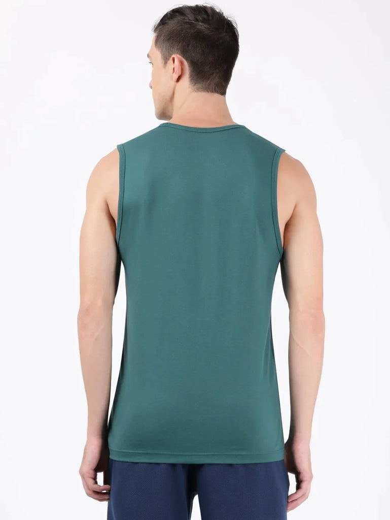 Pacific Green Printed JOCKEY Men's Round Neck Muscle Tee