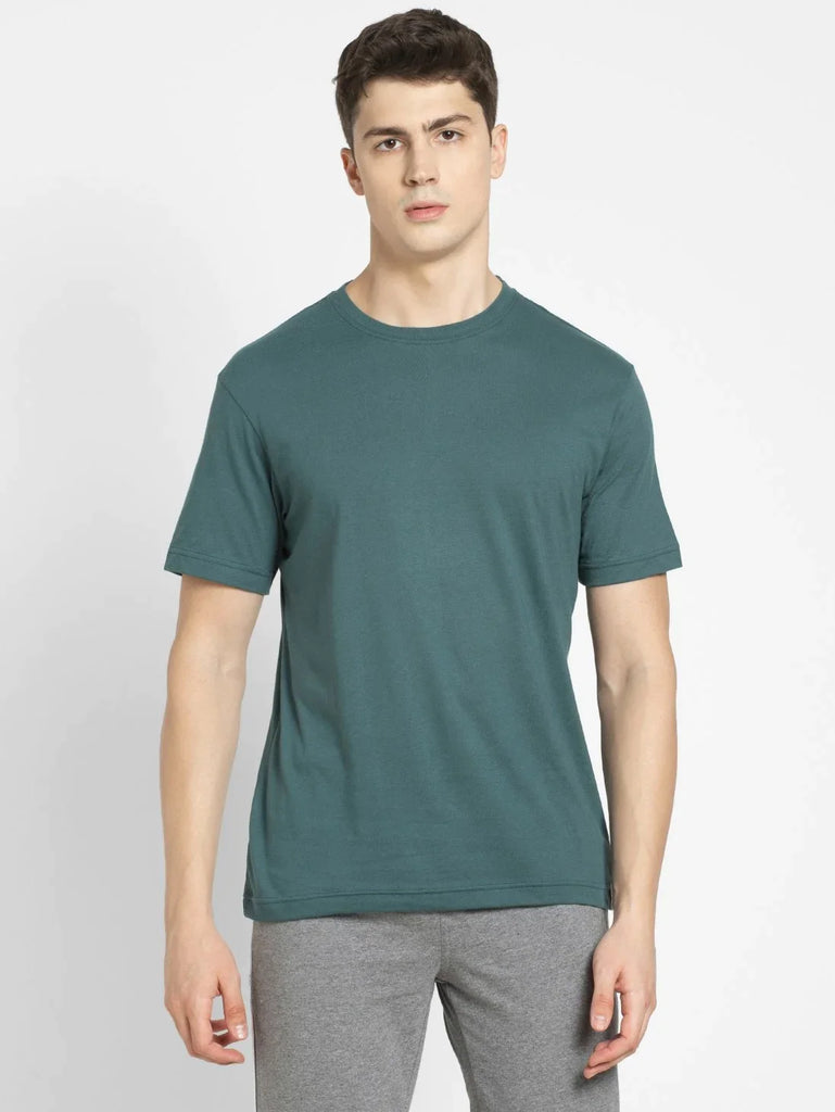 Pacific Green JOCKEY Men's Printed Round Neck Half Sleeve T-Shirt