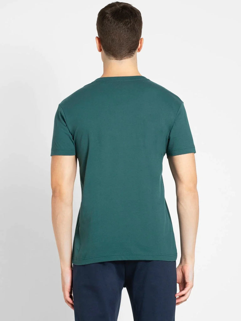 Pacific Green JOCKEY Men's Solid V Neck Half Sleeve T-Shirt