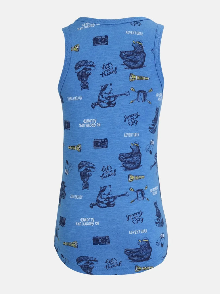 Palace Blue JOCKEY Boy's Super Combed Cotton Printed Tank Top