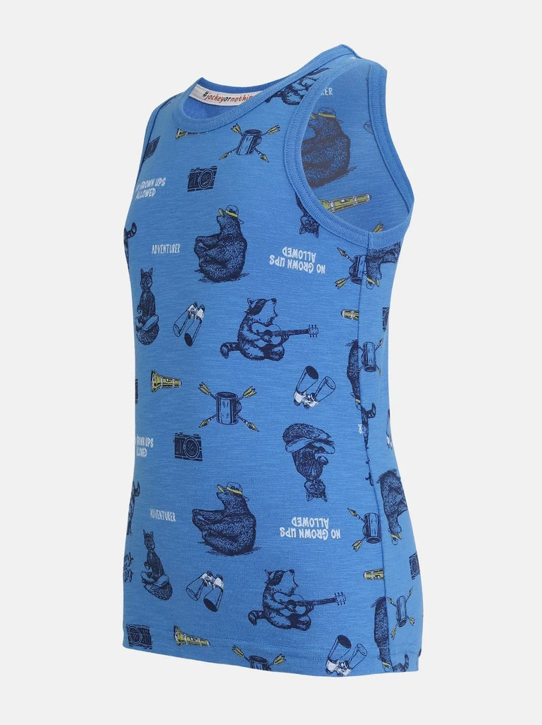 Palace Blue JOCKEY Boy's Super Combed Cotton Printed Tank Top