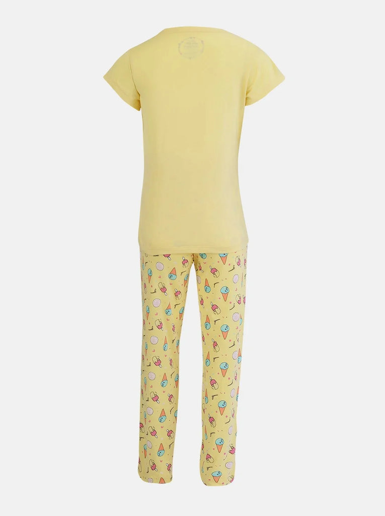 Pale Banana JOCKEY Girl's Short Sleeve T-Shirt and Pajama Set