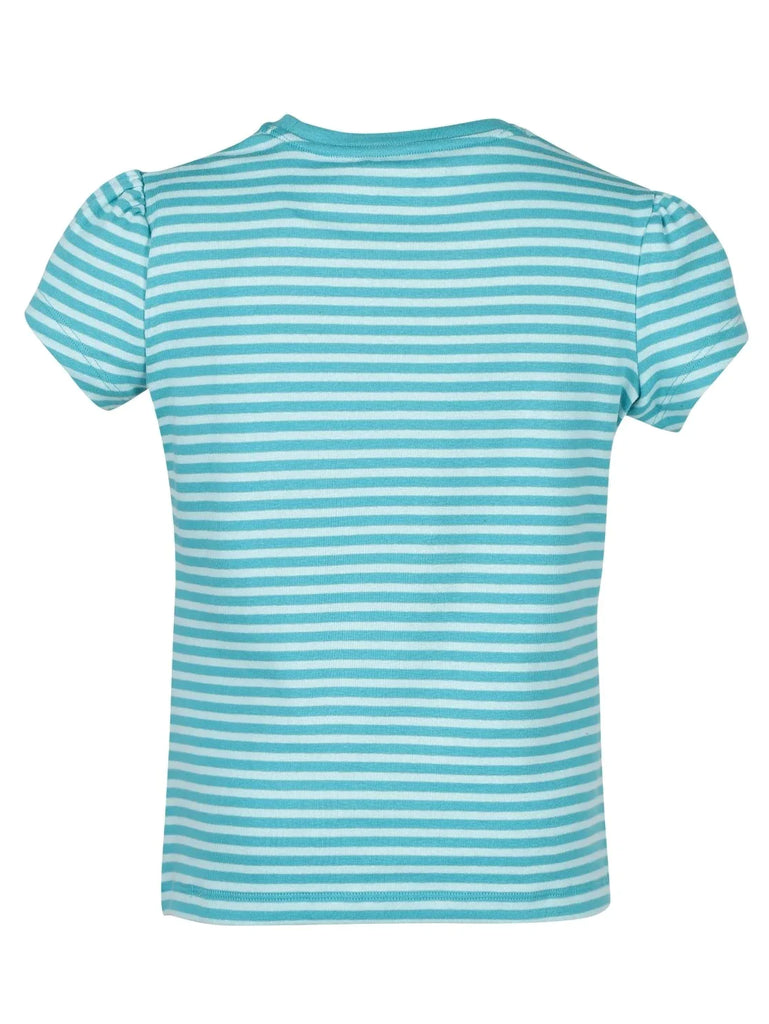 Paradise Teal & Aqua Splash Jockey Girl's Striped Short Sleeve T-Shirt