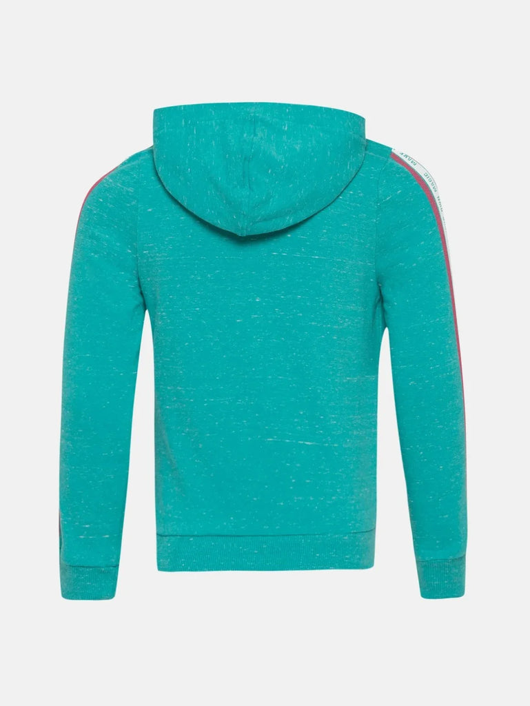 Paradise Teal Snow Melange Jockey Full Sleeve Hoodie Jacket for Girls