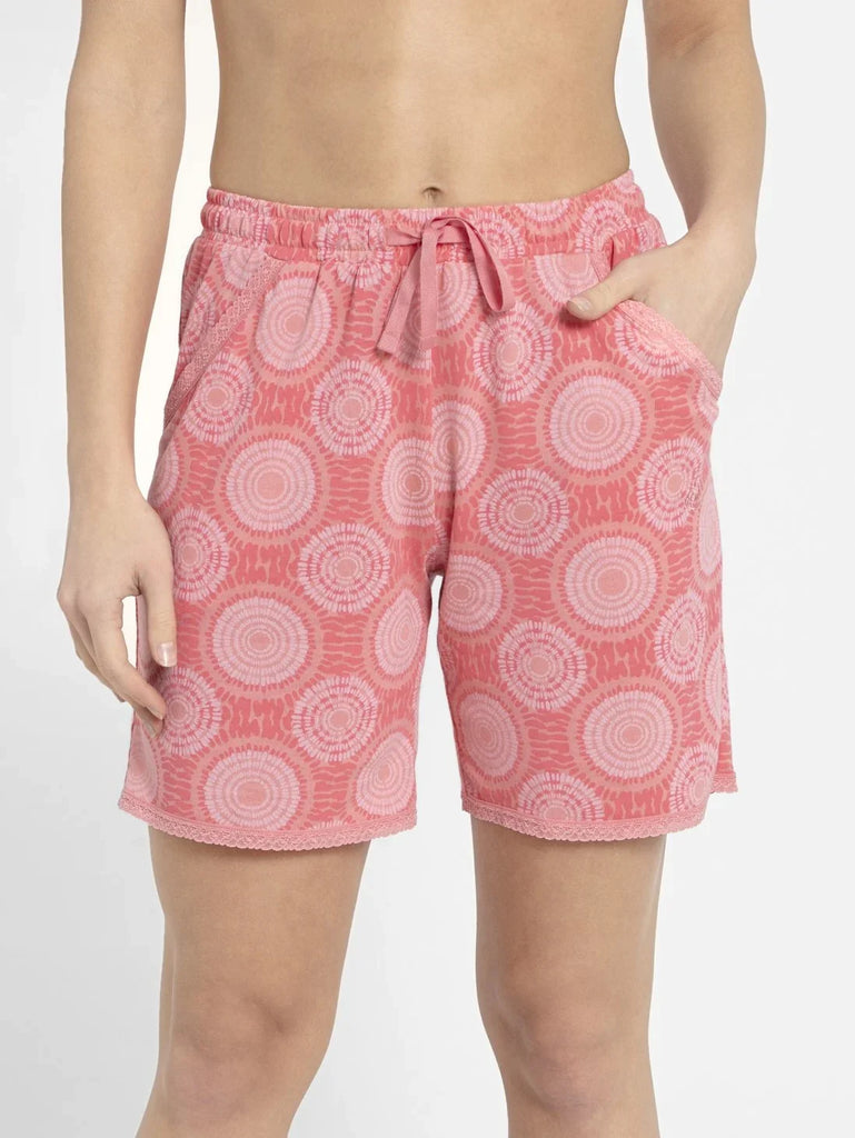 Peach Blossom JOCKEY Women's Micro Modal Cotton Relaxed Fit Printed Shorts