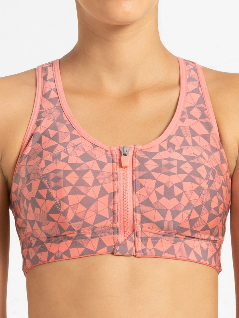 Peach Blossom Assorted Prints JOCKEY Women's Racer Back Sports Bra.