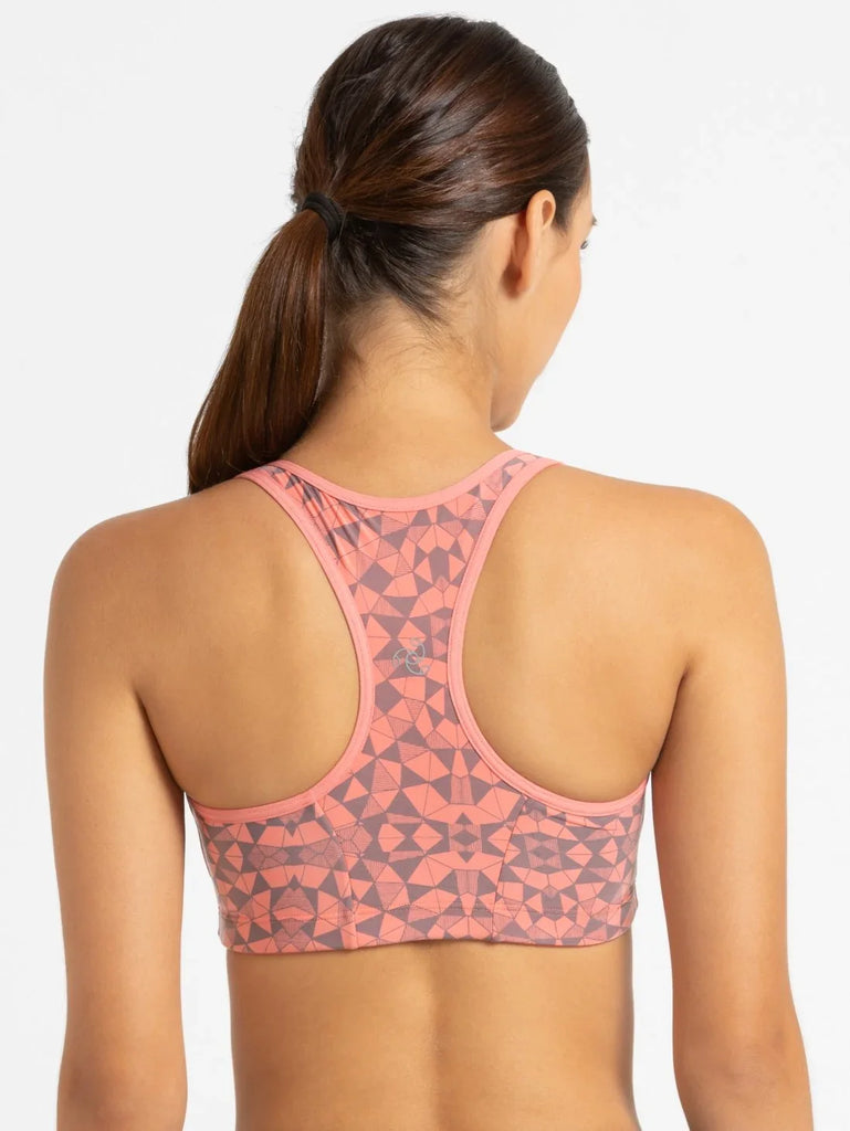 Peach Blossom Assorted Prints JOCKEY Women's Racer Back Sports Bra.