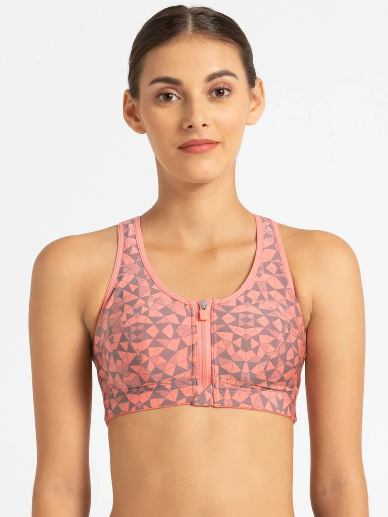 Peach Blossom Assorted Prints JOCKEY Women's Racer Back Sports Bra.