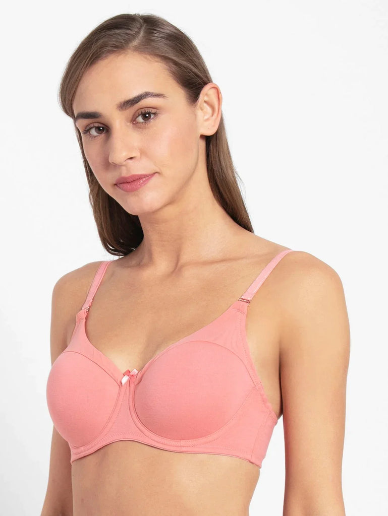 Peach Blossom JOCKEY Women's Under-Wired Padded Full Coverage T-Shirt Bra