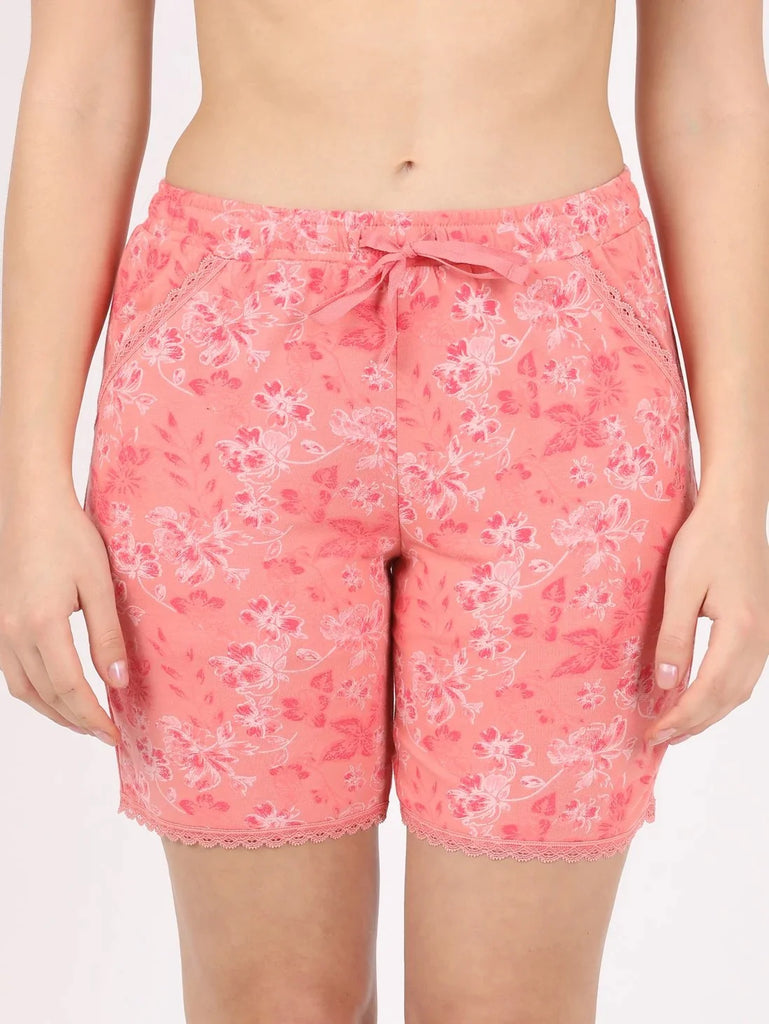 Peach Blossom JOCKEY Women's Micro Modal Cotton Relaxed Fit Printed Shorts