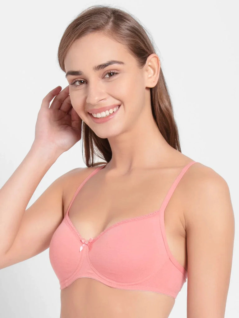 Peach Blossom JOCKEY Women's Wirefree Padded Medium Coverage T-Shirt Bra