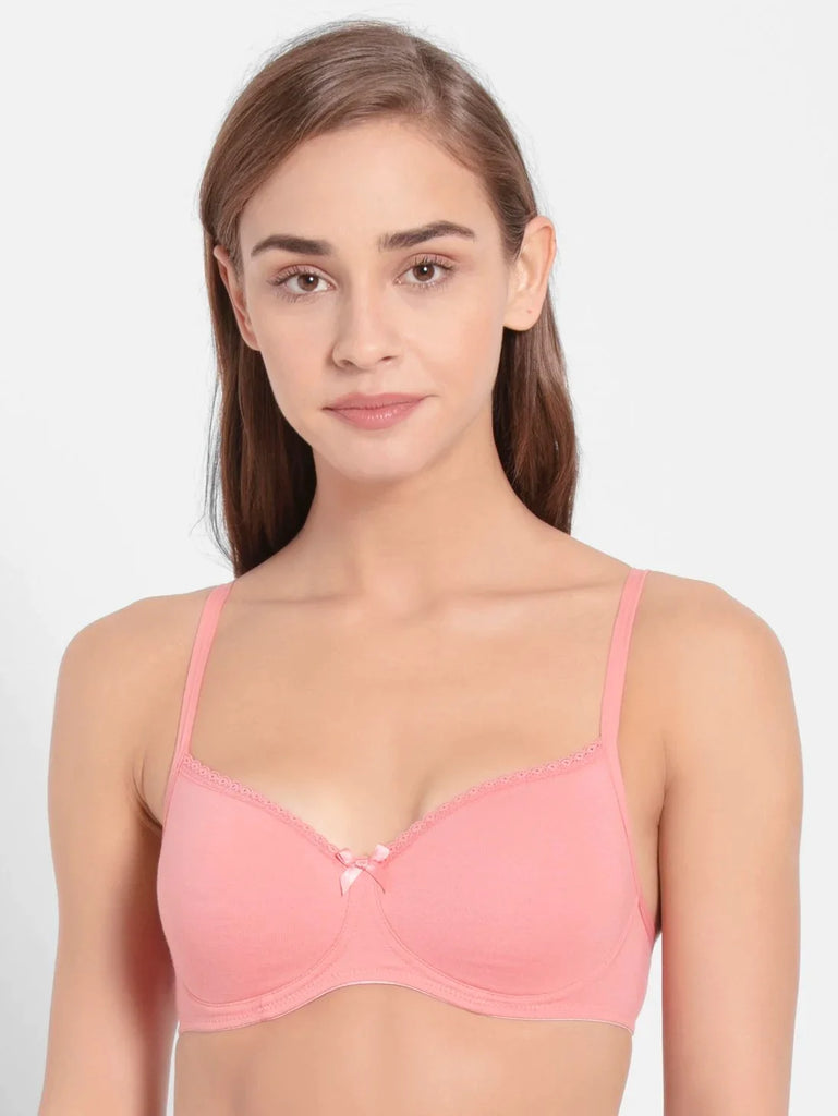 Peach Blossom JOCKEY Women's Wirefree Padded Medium Coverage T-Shirt Bra