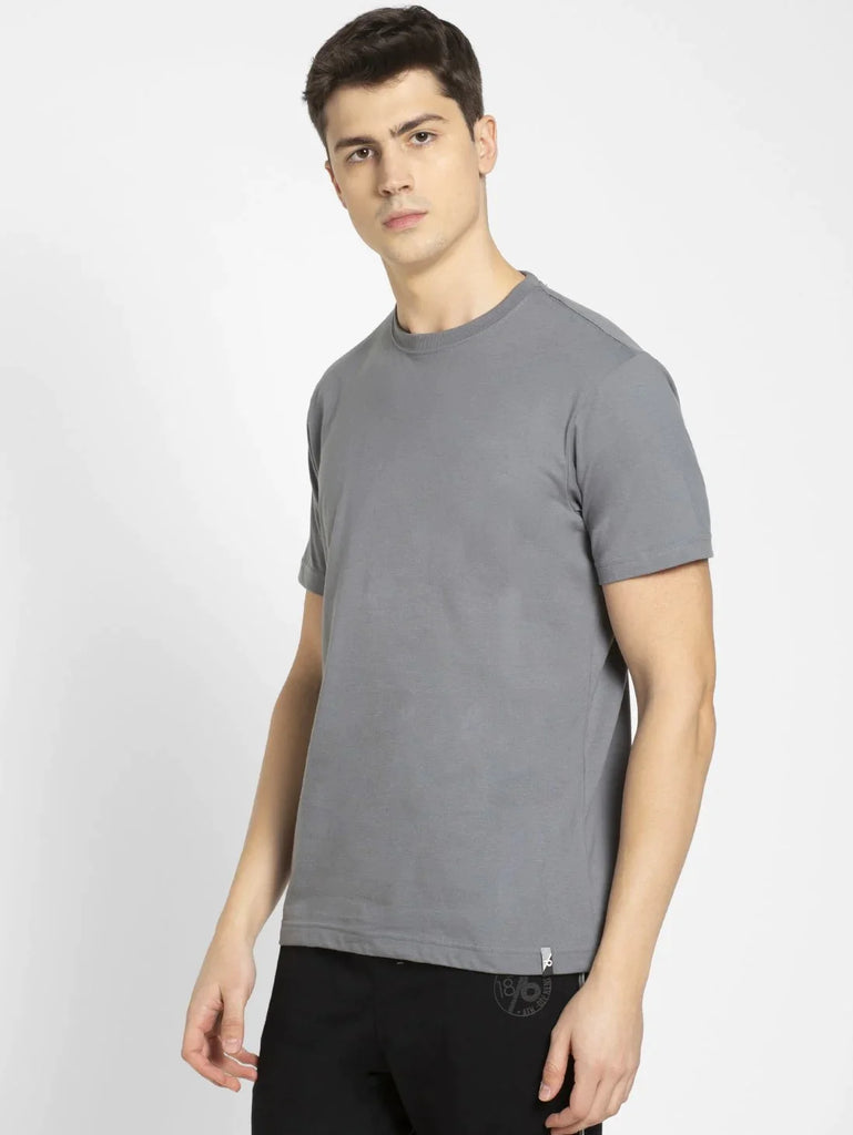 Performance Grey JOCKEY Men's Printed Round Neck Half Sleeve T-Shirt