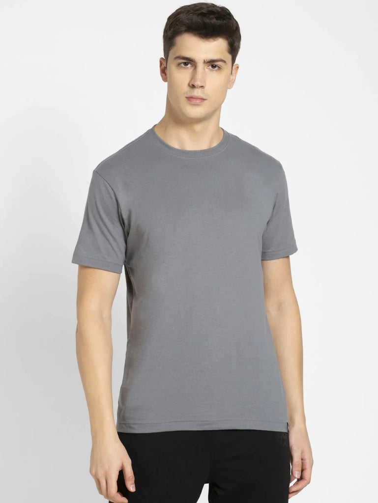 Performance Grey JOCKEY Men's Printed Round Neck Half Sleeve T-Shirt