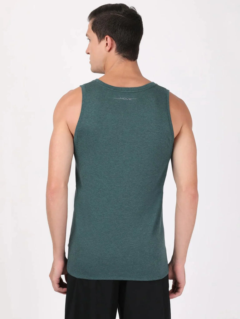 Pine Melange JOCKEY Men's Solid Low Neck Tank Top