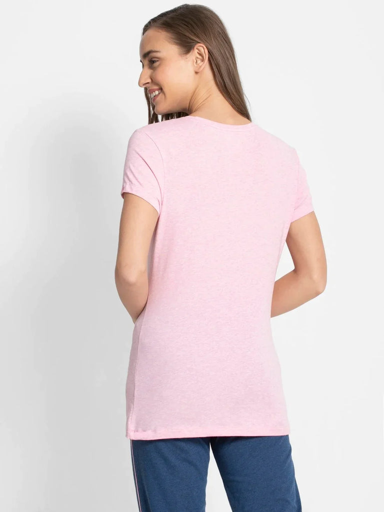 Pink Lady Melange JOCKEY Women's Regular Fit Solid Round Neck Half Sleeve T-Shirt