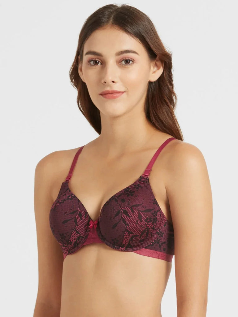 Pink Wine JOCKEY Women's Under-Wired Padded Full Coverage Multiway Bra