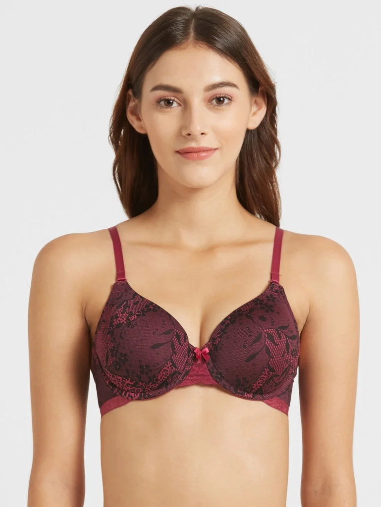 Pink Wine JOCKEY Women's Under-Wired Padded Full Coverage Multiway Bra