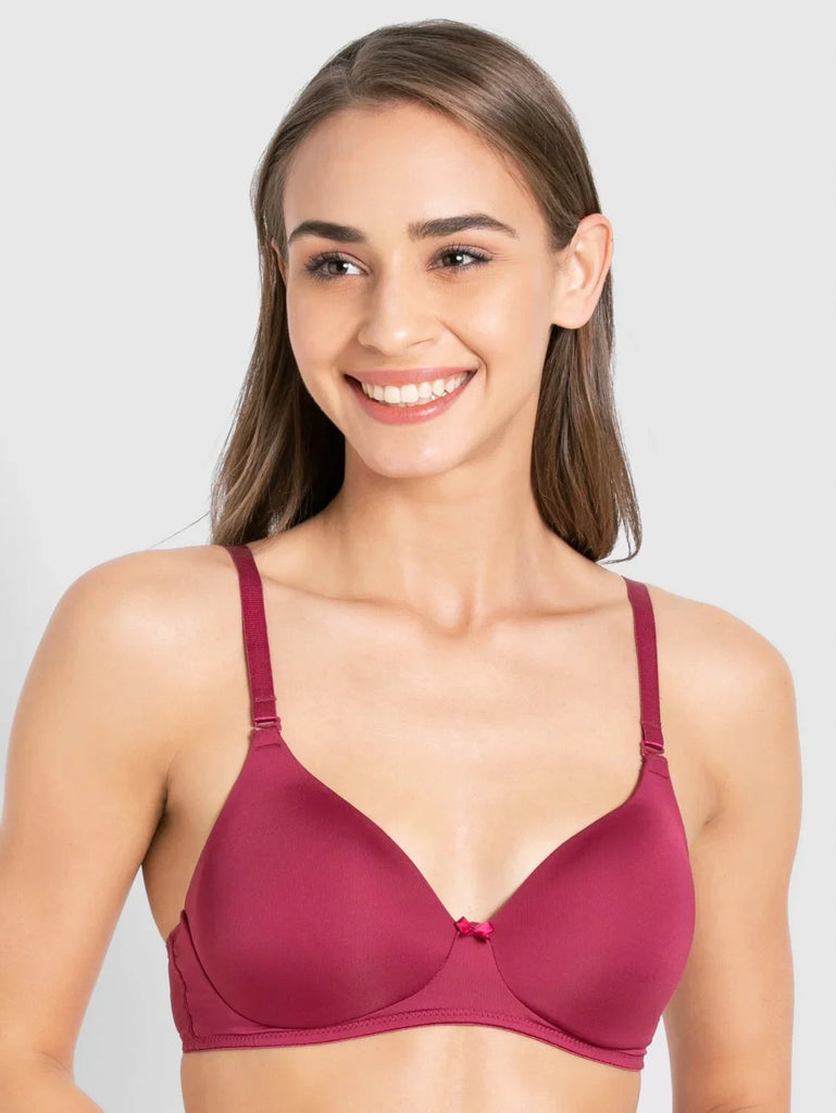 Pink Wine JOCKEY Women's Wirefree Padded Full Coverage Multiway T-Shirt Bra