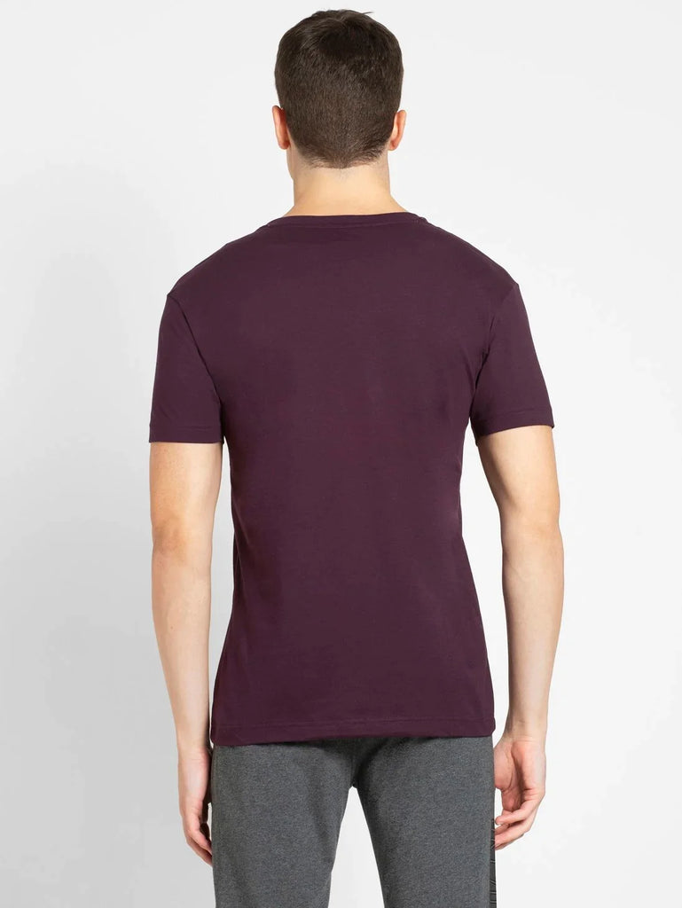 Plum Perfect JOCKEY Men's Solid V Neck Half Sleeve T-Shirt