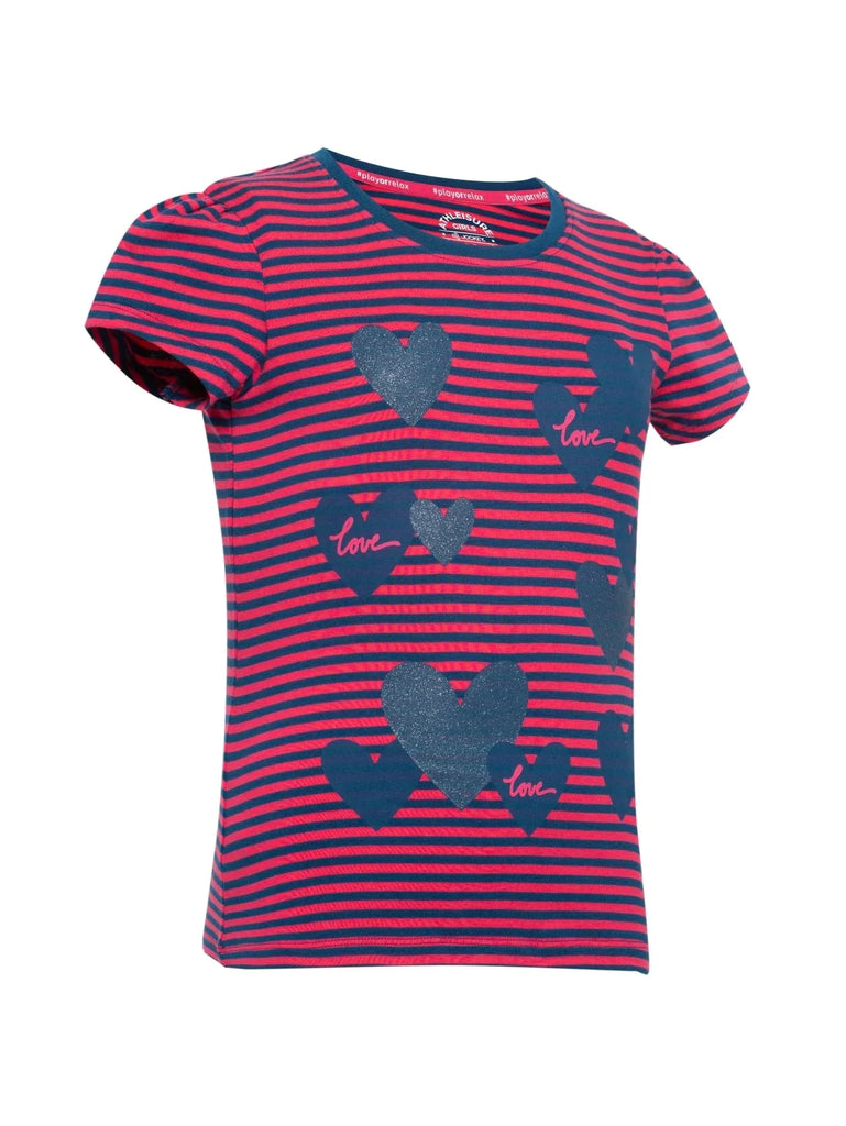 Poseidon & Ruby Jockey Girl's Striped Short Sleeve T-Shirt