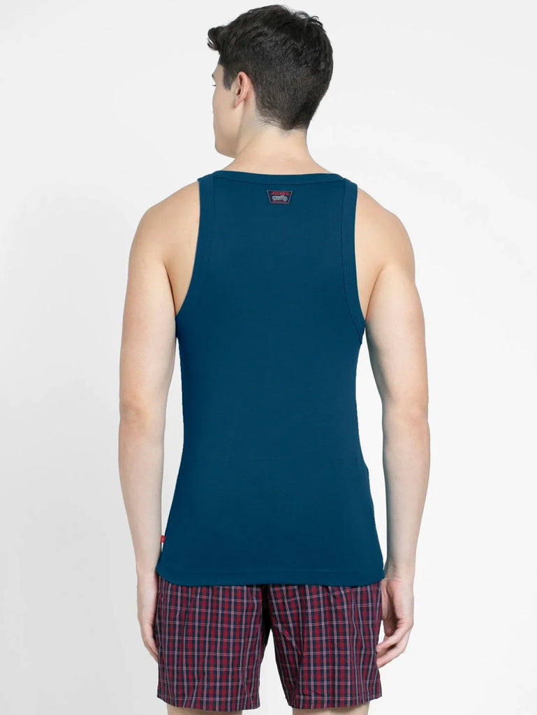 Poseidon Jockey Cotton Rib Square Neckline Gym Vest  for Men