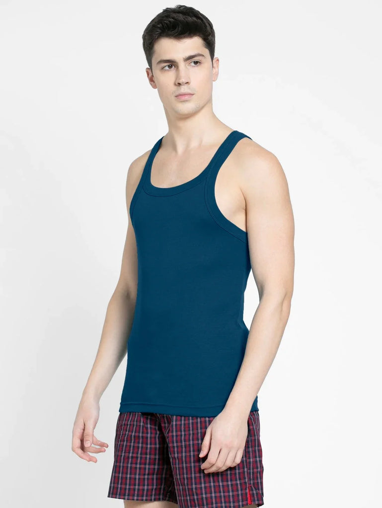 Poseidon Jockey Cotton Rib Square Neckline Gym Vest  for Men