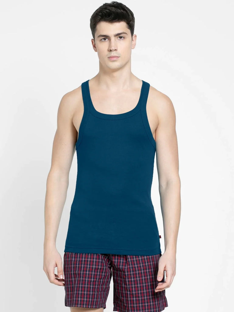 Poseidon Jockey Cotton Rib Square Neckline Gym Vest  for Men