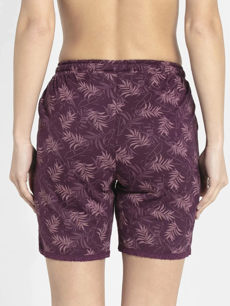 Purple WineJOCKEY Women's Micro Modal Cotton Relaxed Fit Printed Shorts