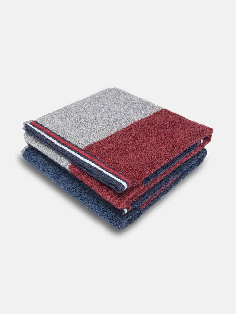 Jockey Cotton Rich Terry Ultrasoft and Durable Grindle Hand Towel - Red Grindle(Pack of 2)