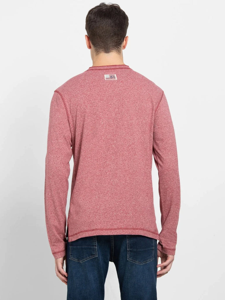 Red Grindle JOCKEY Men's Solid Full Sleeve Henley T-Shirt 