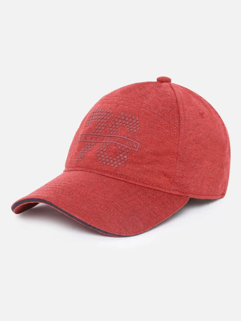 Red Melange Jockey Solid Cap For Men