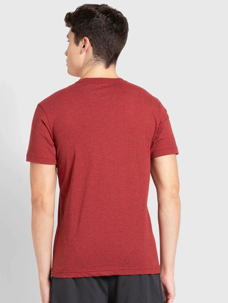 Red Melange JOCKEY Men's Printed Round Neck Half Sleeve T-Shirt