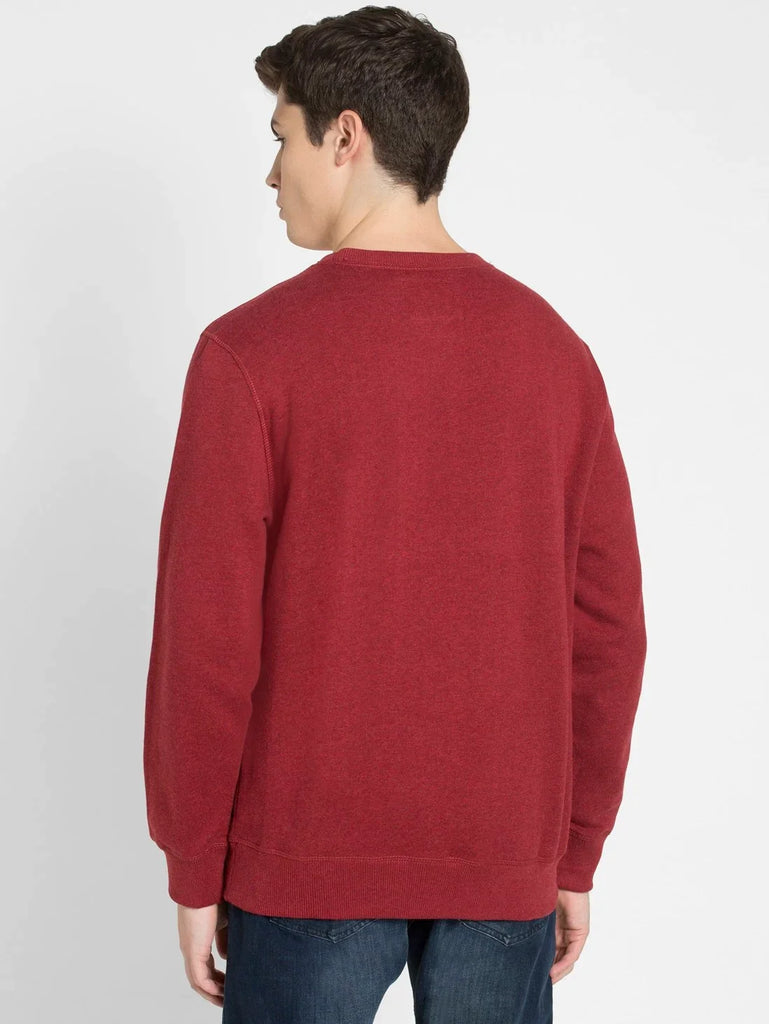 Red Melange JOCKEY Men's Super Combed Cotton Rich Fleece Fabric Sweatshirt