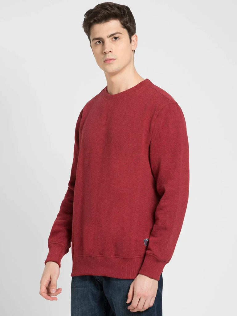 Red Melange JOCKEY Men's Super Combed Cotton Rich Fleece Fabric Sweatshirt